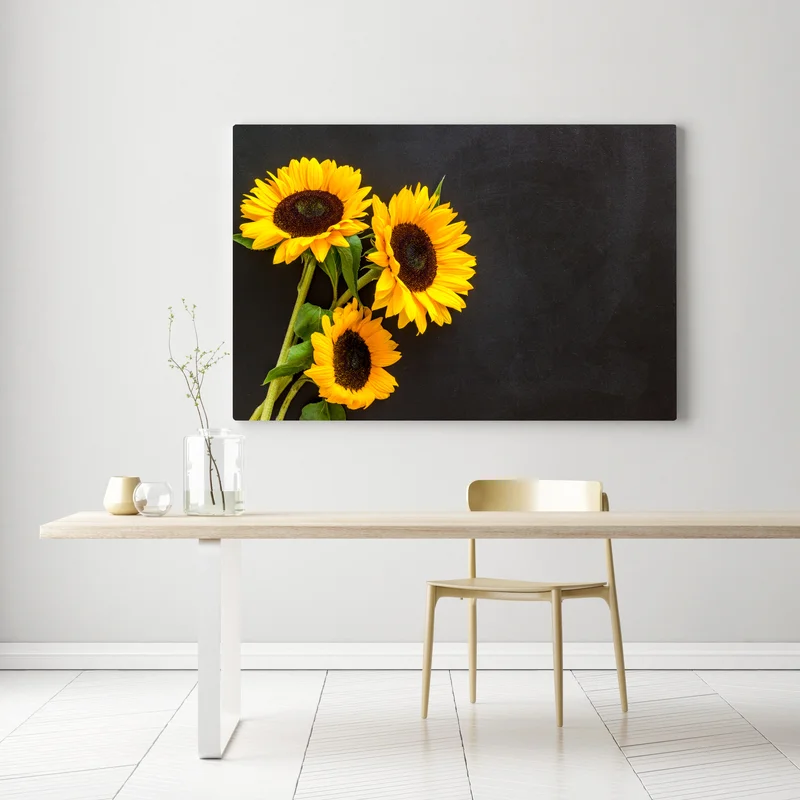 Leinwandbild sonnenblumenstrauß auf schwarzem hintergrund Leinwandbild sonnenblumenstrauß auf schwarzem hintergrund