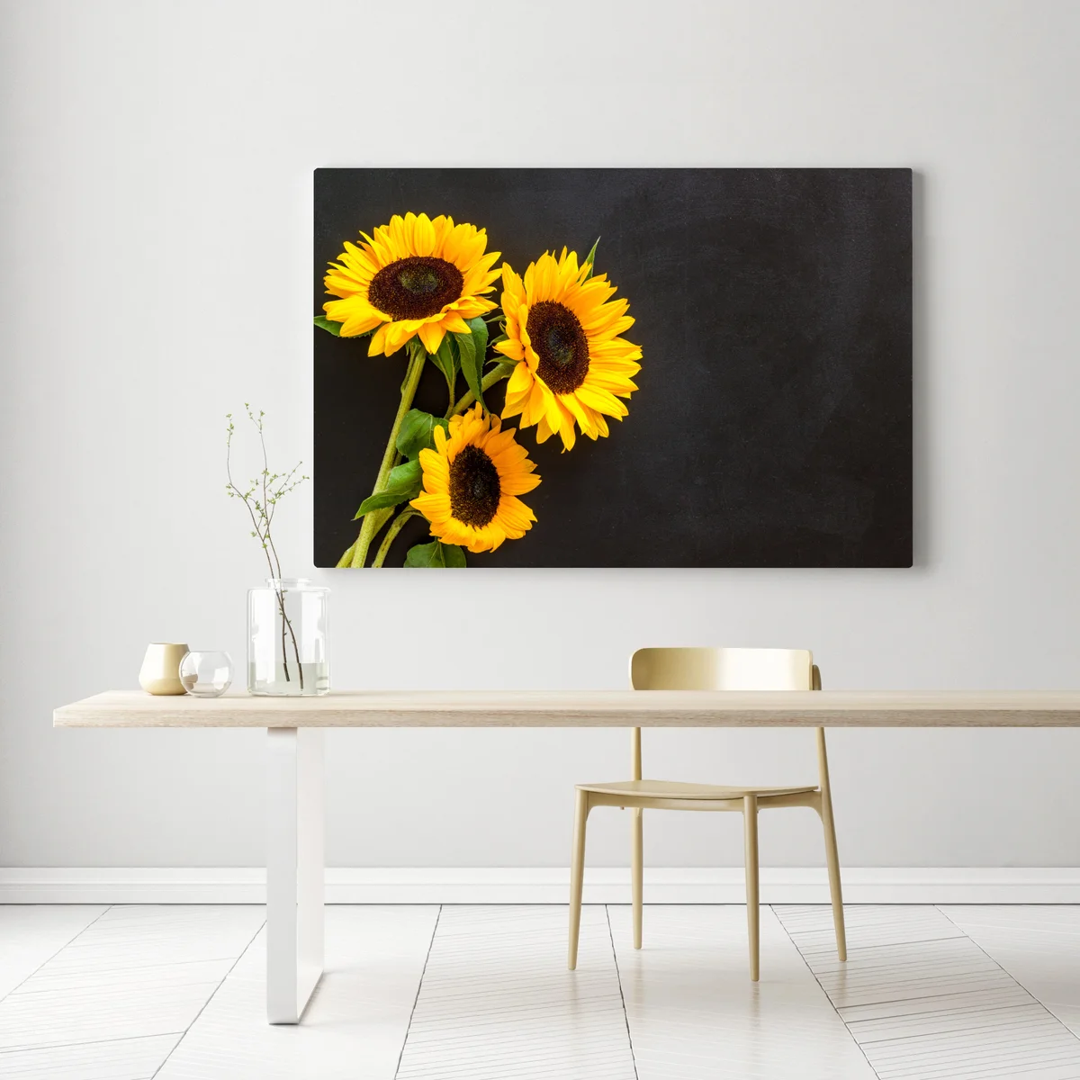 Leinwandbild sonnenblumenstrauß auf schwarzem hintergrund Leinwandbild sonnenblumenstrauß auf schwarzem hintergrund