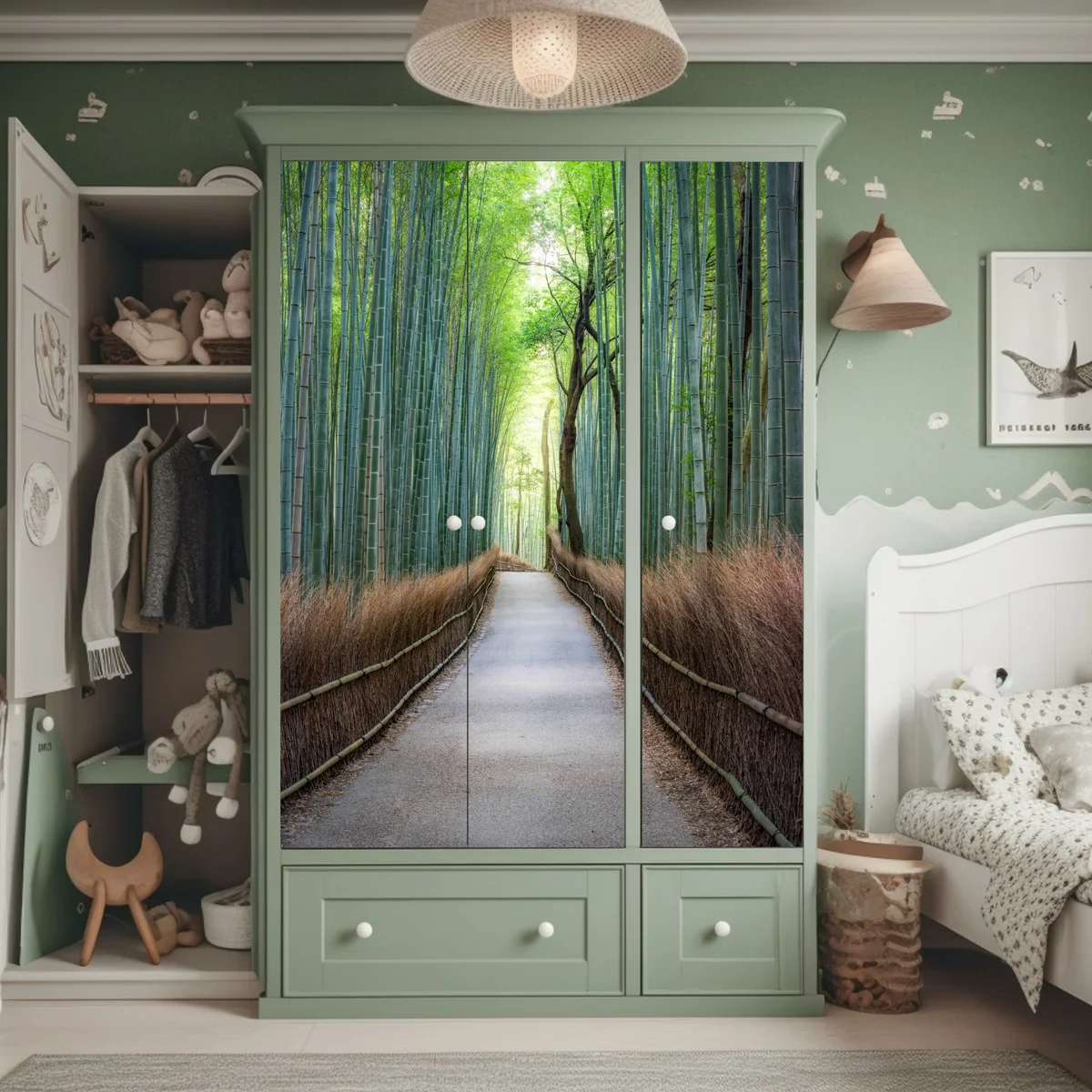 Schrankaufkleber ruhiger bambuswaldweg Schrankaufkleber ruhiger bambuswaldweg