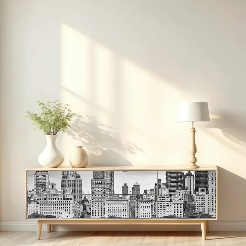 Repositionierbarer Aufkleber Manhattan skyline in schwarzweiß