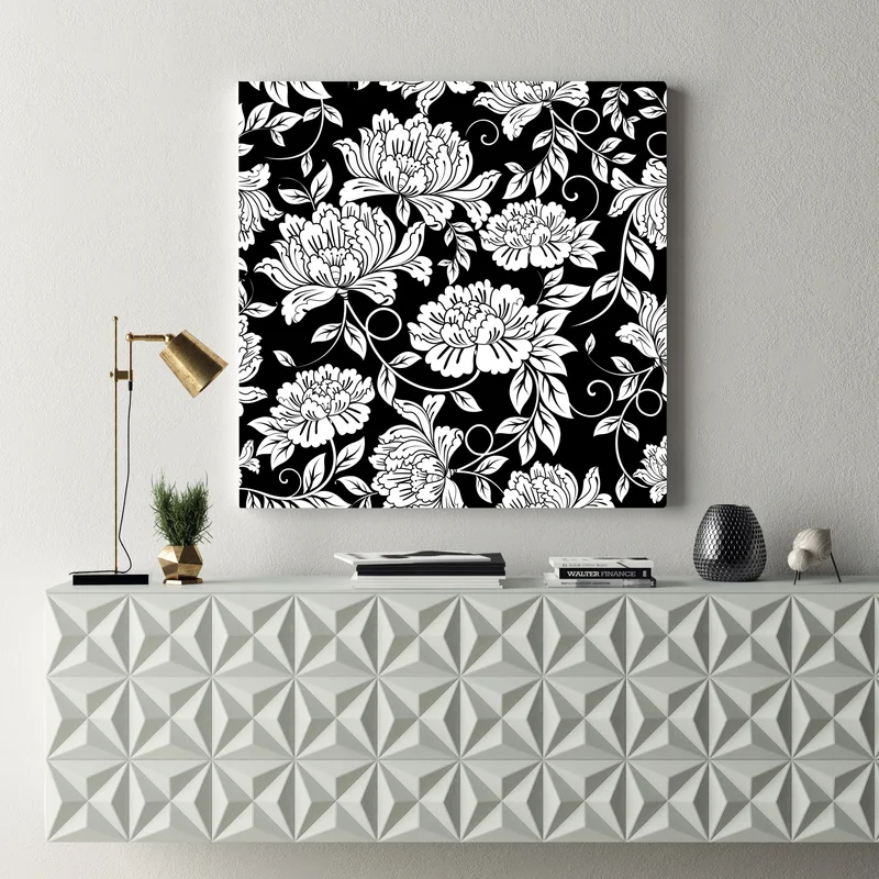 Leinwandbild monochromes blumenmuster Leinwandbild monochromes blumenmuster