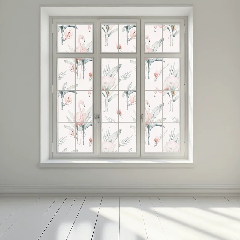 Fensteraufkleber aquarell flamingo tropisches muster Fensteraufkleber aquarell flamingo tropisches muster