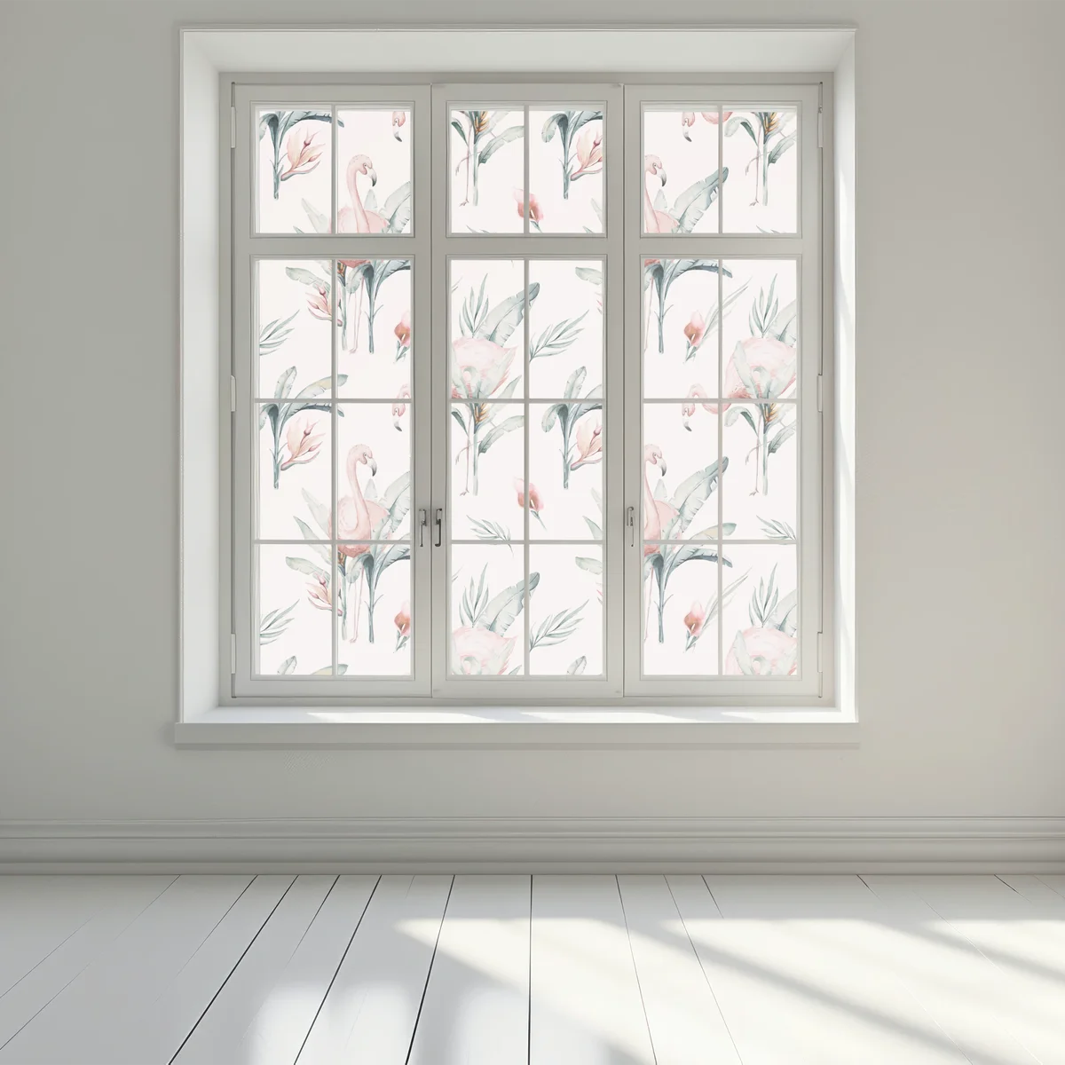 Fensteraufkleber aquarell flamingo tropisches muster Fensteraufkleber aquarell flamingo tropisches muster