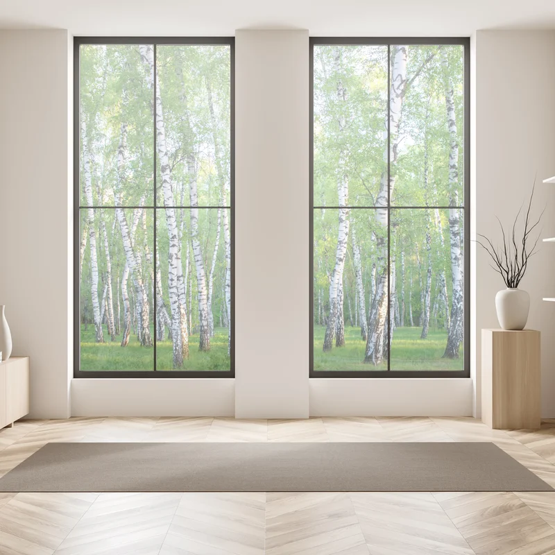 Fensteraufkleber ruhiger birkenhain im sommer