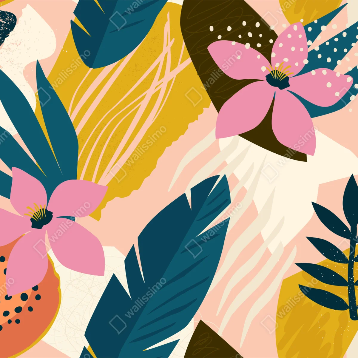 Türaufkleber tropisches abstraktes blumenmotiv Türaufkleber tropisches abstraktes blumenmotiv