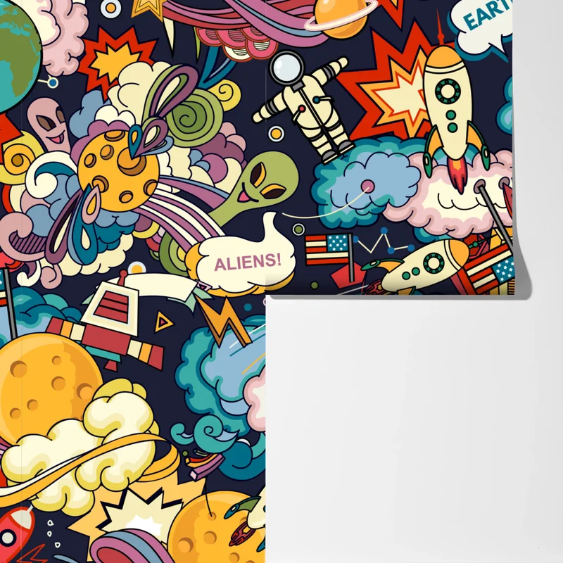 Fototapete bunte kosmische weltraum-collage Fototapete bunte kosmische weltraum-collage