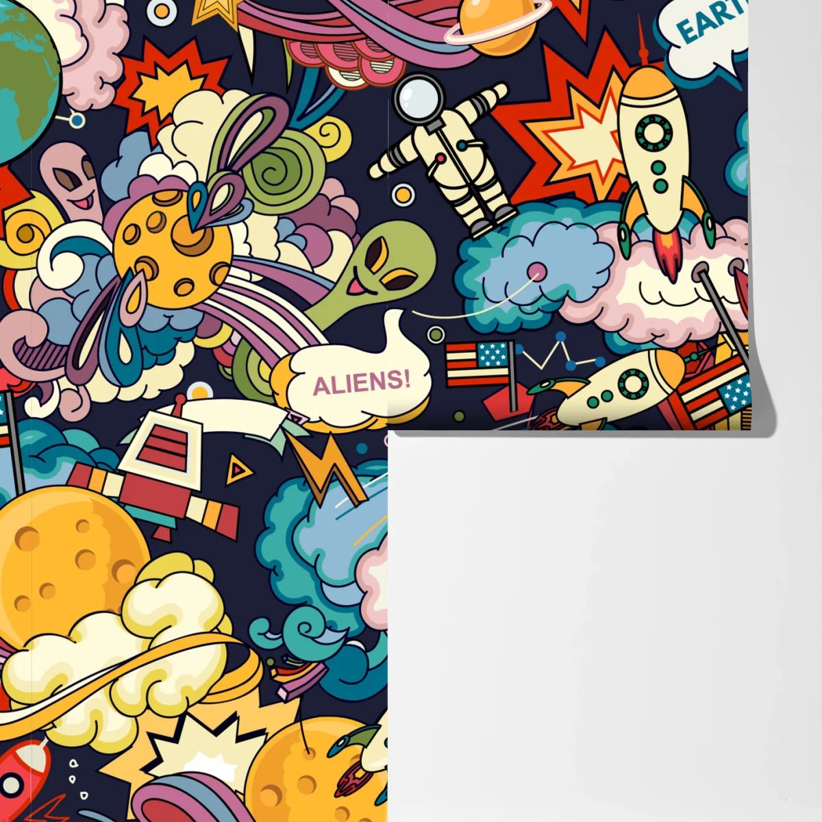 Fototapete bunte kosmische weltraum-collage Fototapete bunte kosmische weltraum-collage