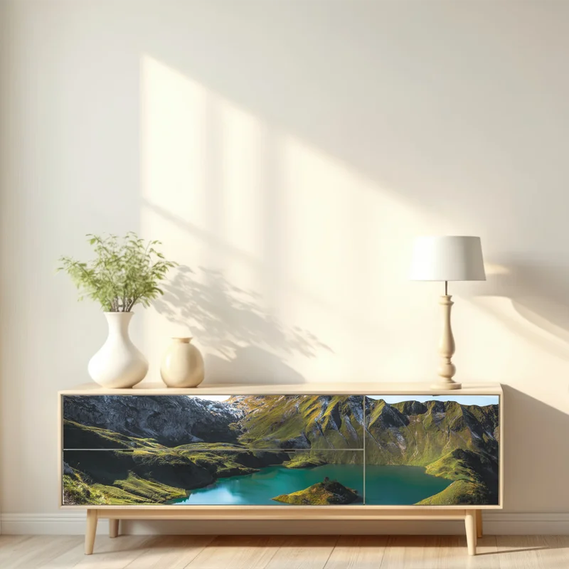 Repositionierbarer Aufkleber türkises seeidyll am Schrecksee, Bayern