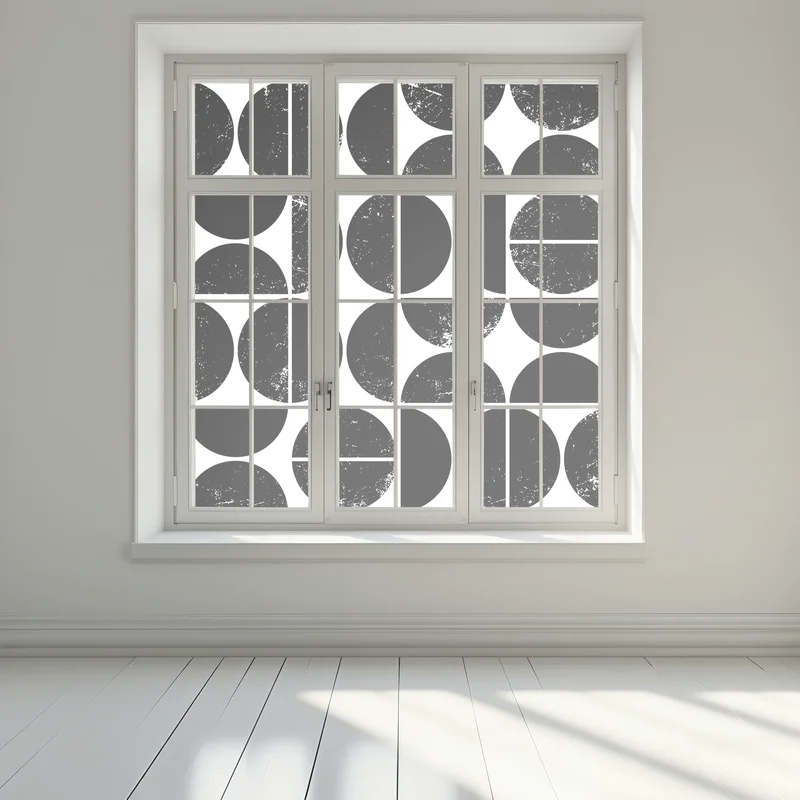 Fensteraufkleber schwarzes geometrisches kreismuster