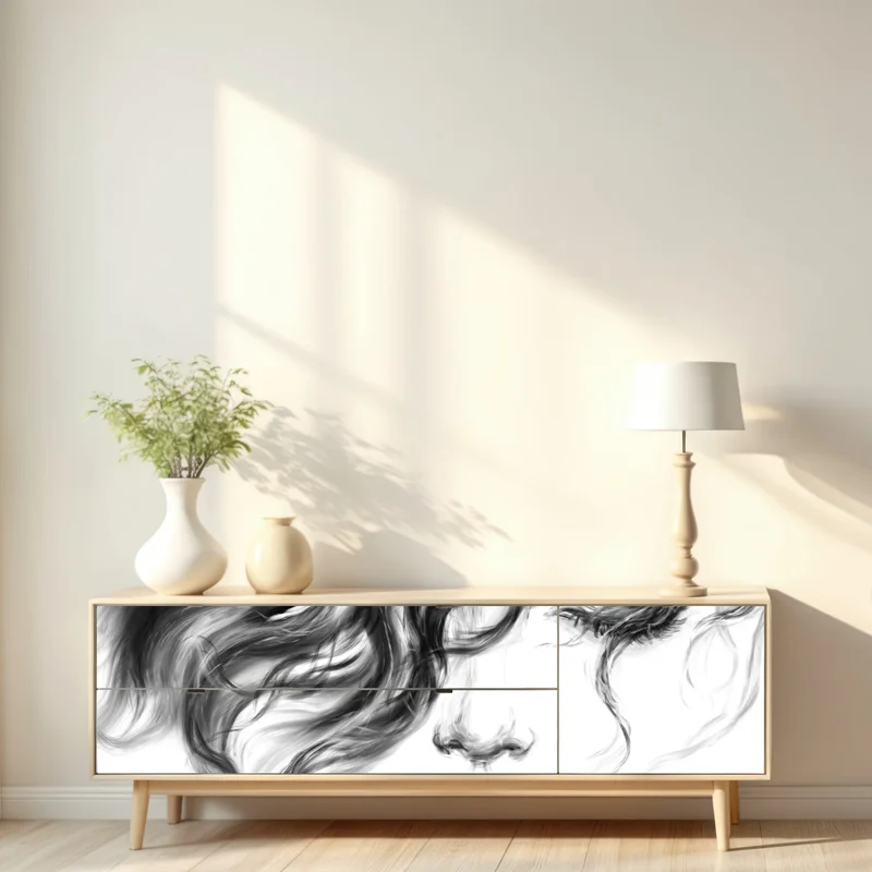 Repositionierbarer Aufkleber ätherisches monochromes porträt