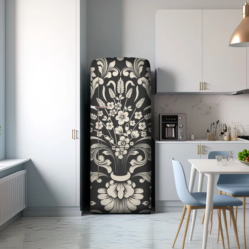 Kühlschrankaufkleber vintage blumiges damastmuster Kühlschrankaufkleber vintage blumiges damastmuster