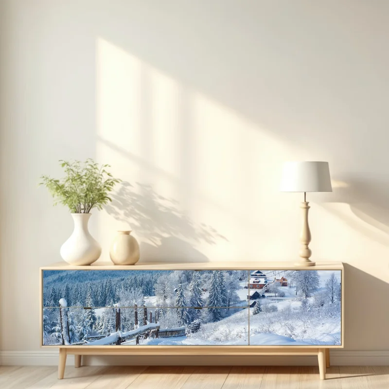 Repositionierbarer Aufkleber winterweg zum alpendorf