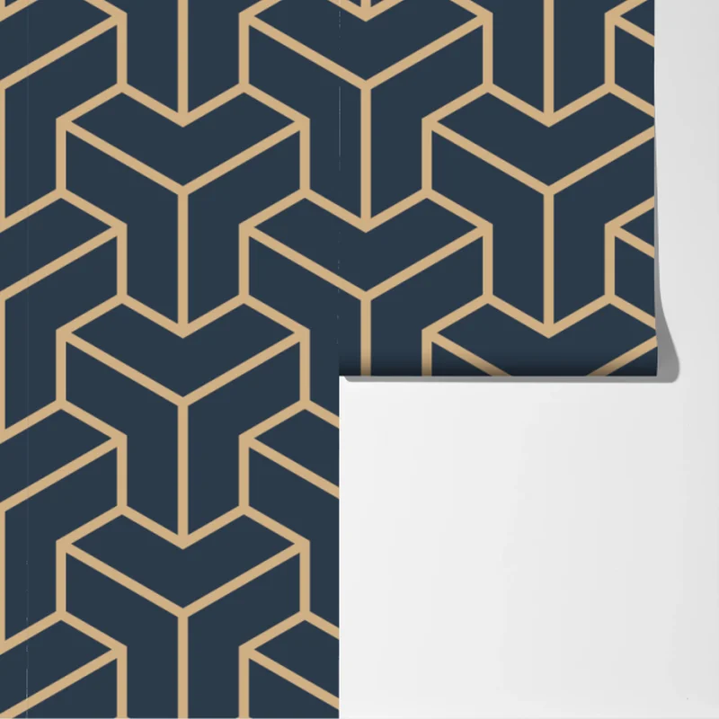 Fototapeta granatowy geometryczny wzór sześcianów Fototapeta granatowy geometryczny wzór sześcianów