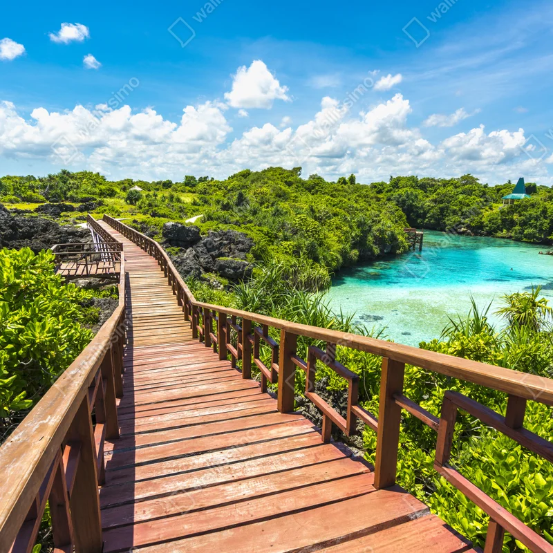 Fototapete tropischer holzsteg zur türkislagune Fototapete tropischer holzsteg zur türkislagune