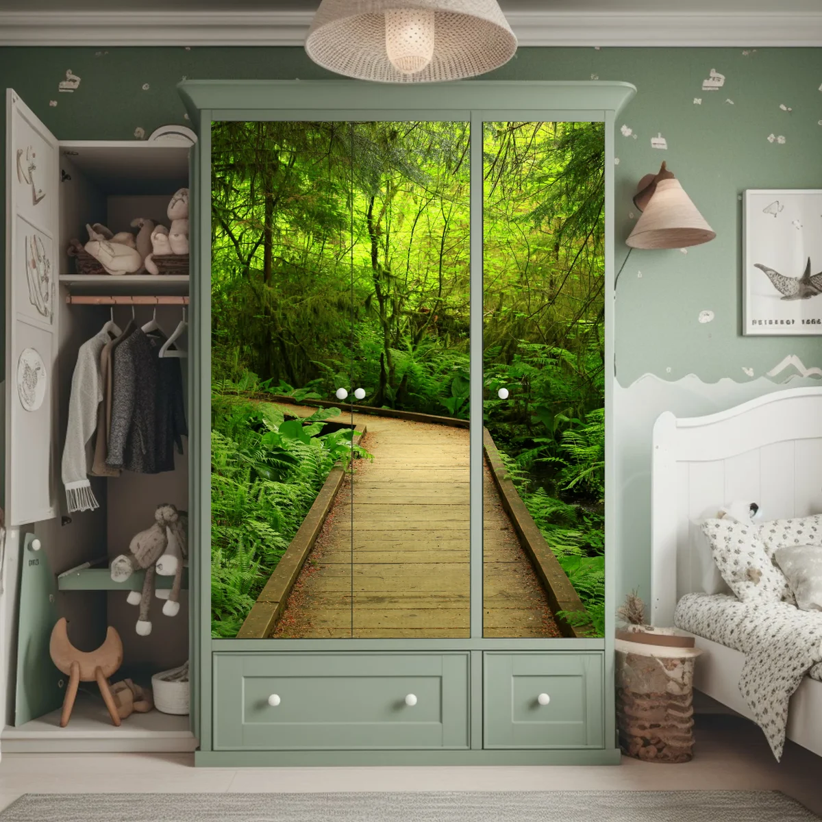 Schrankaufkleber ruhiger grüner waldsteg Schrankaufkleber ruhiger grüner waldsteg