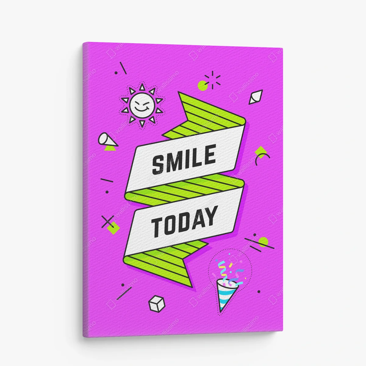 Leinwandbild lächeln heute buntes pop-art design • Leinwandbilder bei Wallnifity® Leinwandbild lächeln heute buntes pop-art design • Leinwandbilder bei Wallnifity®