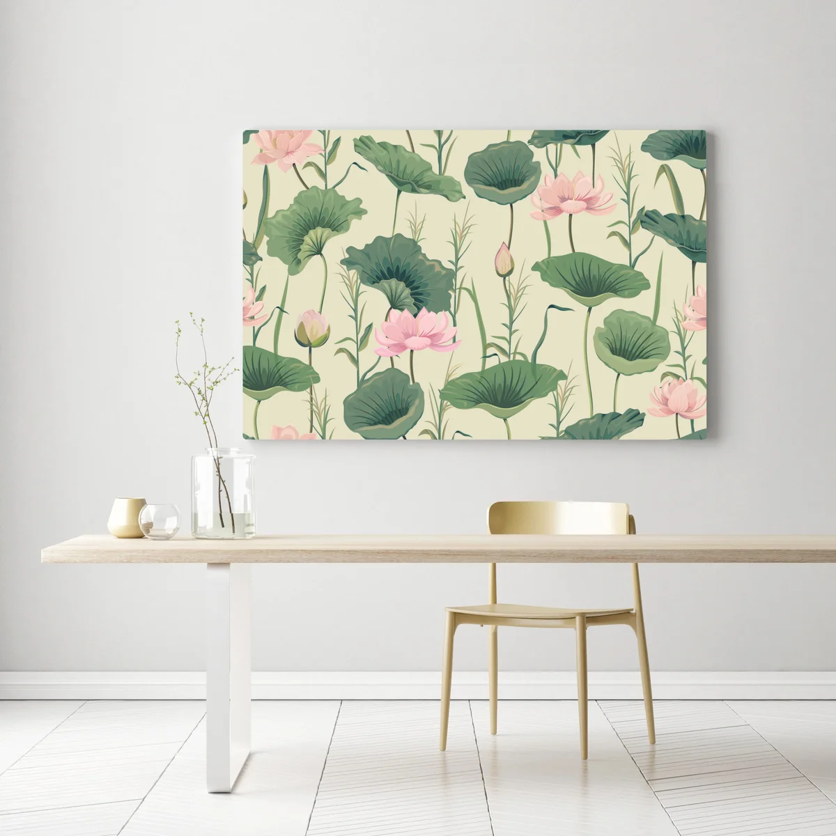 Leinwandbild sanfter lotusgarten botanisches muster Leinwandbild sanfter lotusgarten botanisches muster