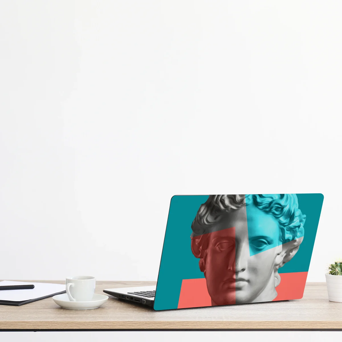 Laptop-Aufkleber duotone klassische büste im collage-stil Laptop-Aufkleber duotone klassische büste im collage-stil