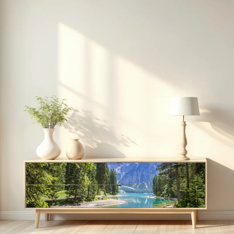 Repositionierbarer Aufkleber Pragser Wildsee türkisblauer bergsee