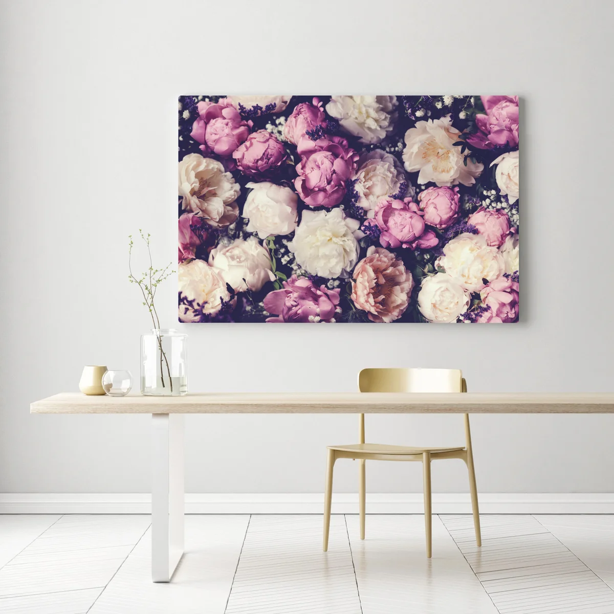 Leinwandbild romantischer pfingstrosenstrauß in pastelltönen Leinwandbild romantischer pfingstrosenstrauß in pastelltönen