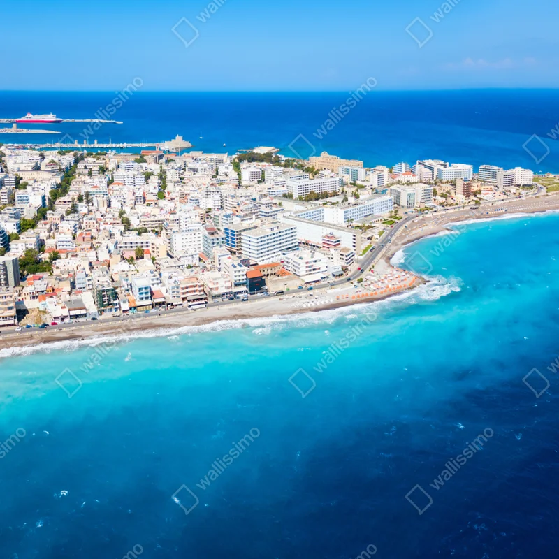 Repositionierbarer Aufkleber luftpanorama der küste von Rhodos Repositionierbarer Aufkleber luftpanorama der küste von Rhodos