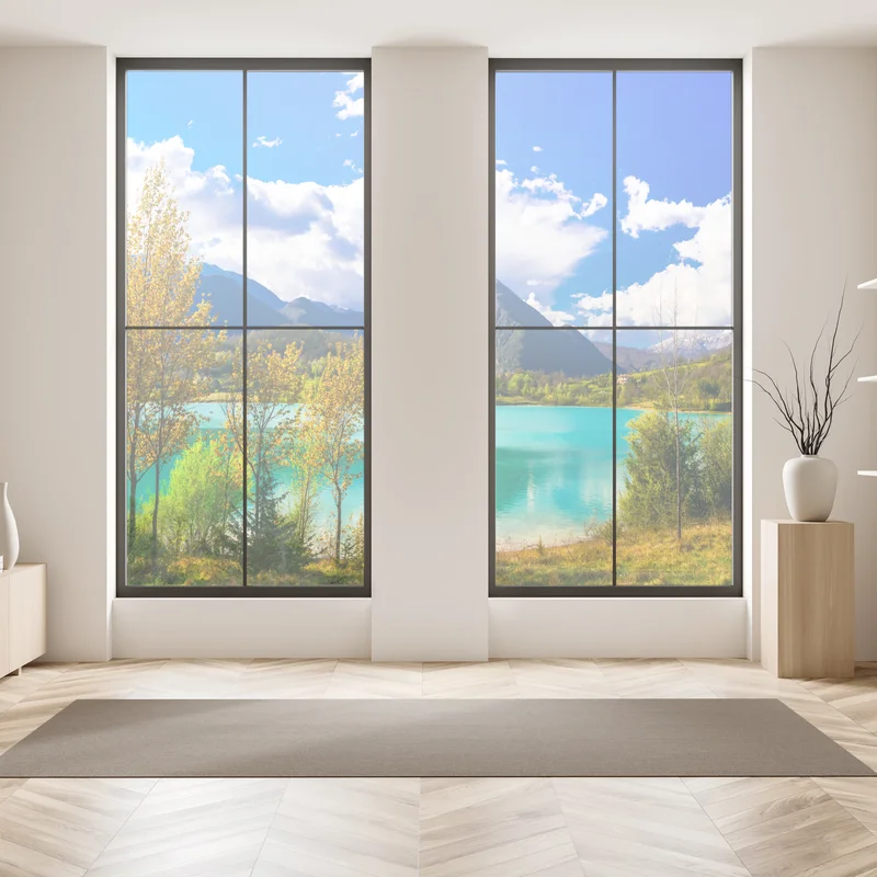 Fensteraufkleber türkissee mit berglandschaft Fensteraufkleber türkissee mit berglandschaft