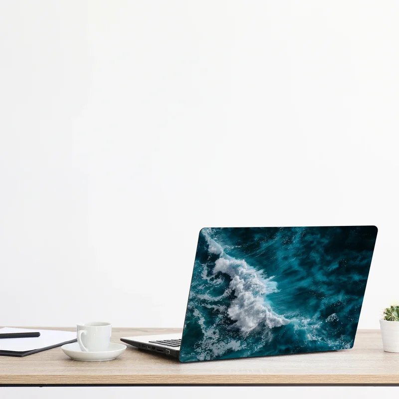 Naklejka na laptopa turkusowe fale oceanu z lotu ptaka Bali