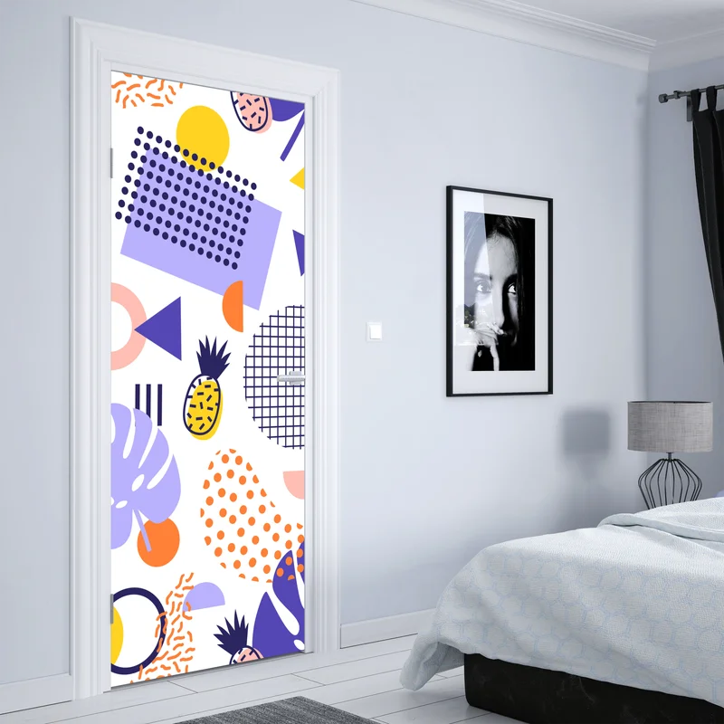 Türaufkleber verspieltes tropisches geometrisches muster • Türaufkleber bei Wallnifity® Türaufkleber verspieltes tropisches geometrisches muster • Türaufkleber bei Wallnifity®