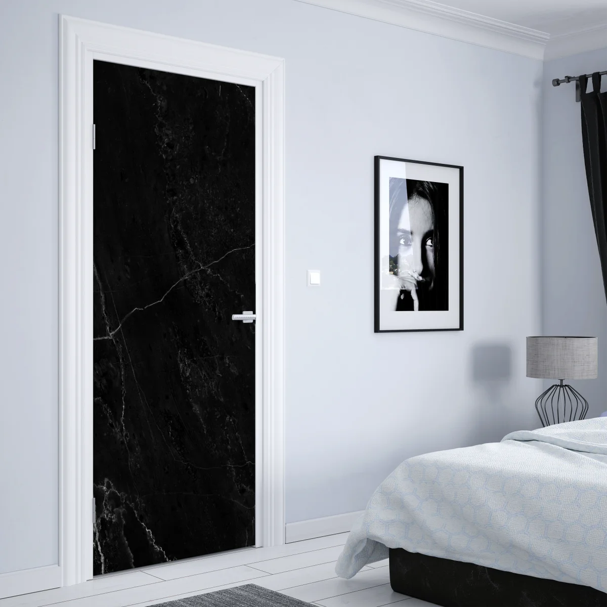Türaufkleber schwarzer marmor mit weißen adern Türaufkleber schwarzer marmor mit weißen adern