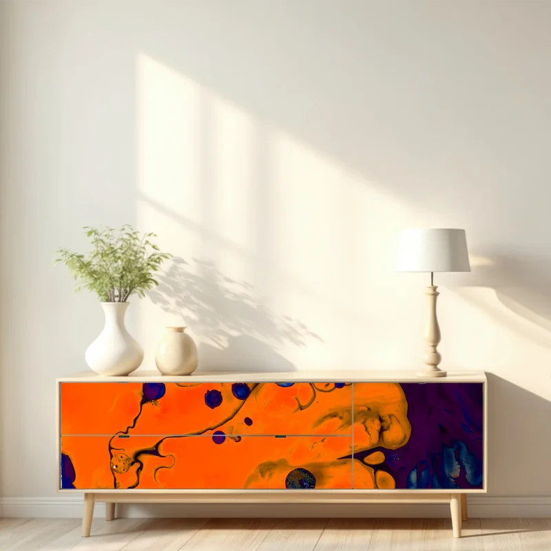 Repositionierbarer Aufkleber intensiver oranger fluss Repositionierbarer Aufkleber intensiver oranger fluss