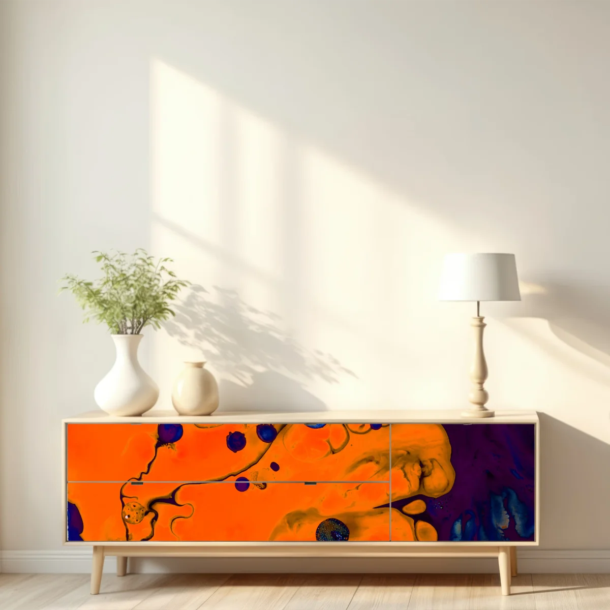 Repositionierbarer Aufkleber intensiver oranger fluss Repositionierbarer Aufkleber intensiver oranger fluss