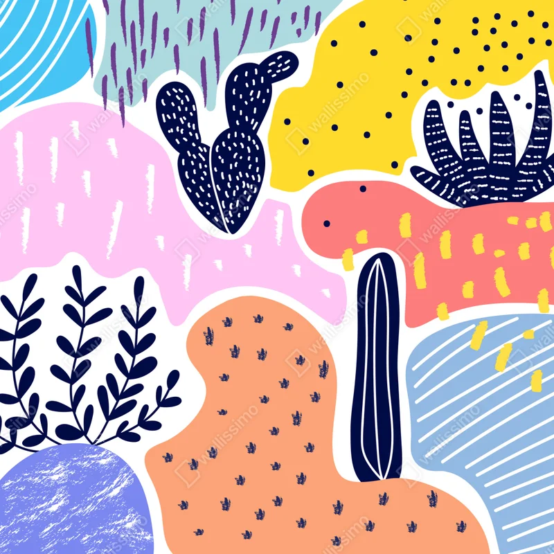 Leinwandbild verspieltes abstraktes botanikmuster Leinwandbild verspieltes abstraktes botanikmuster