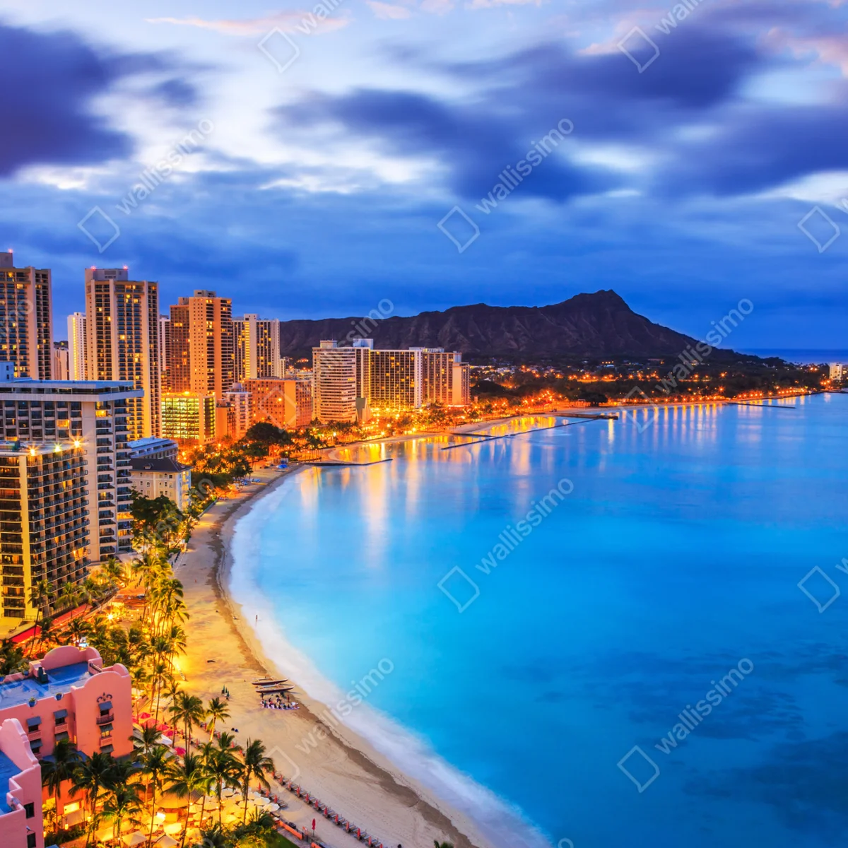 Naklejka na laptopa panorama Waikiki i Diamond Head o zmierzchu Naklejka na laptopa panorama Waikiki i Diamond Head o zmierzchu