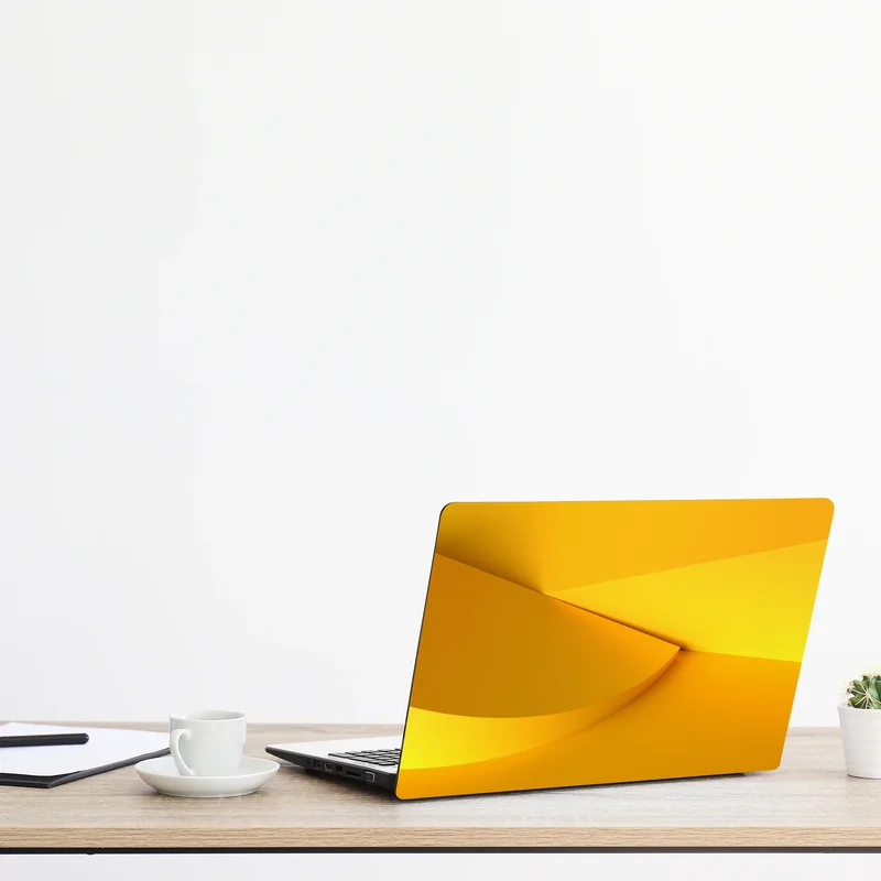 Laptop-Aufkleber gelbe geometrische abstraktion 3d