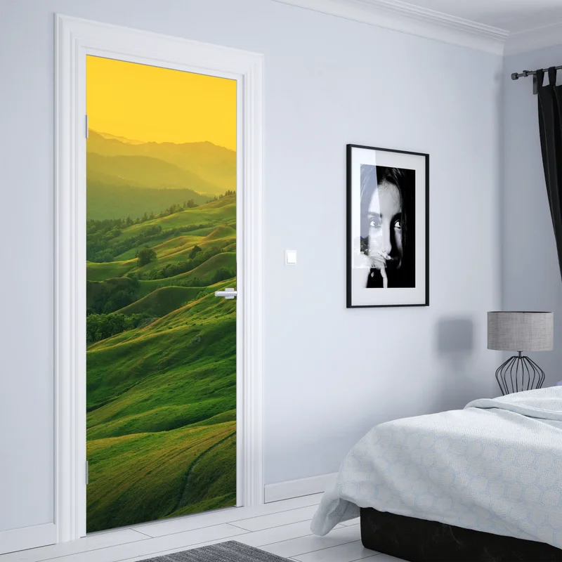 Türaufkleber hügel von Nordkalifornien bei sonnenuntergang