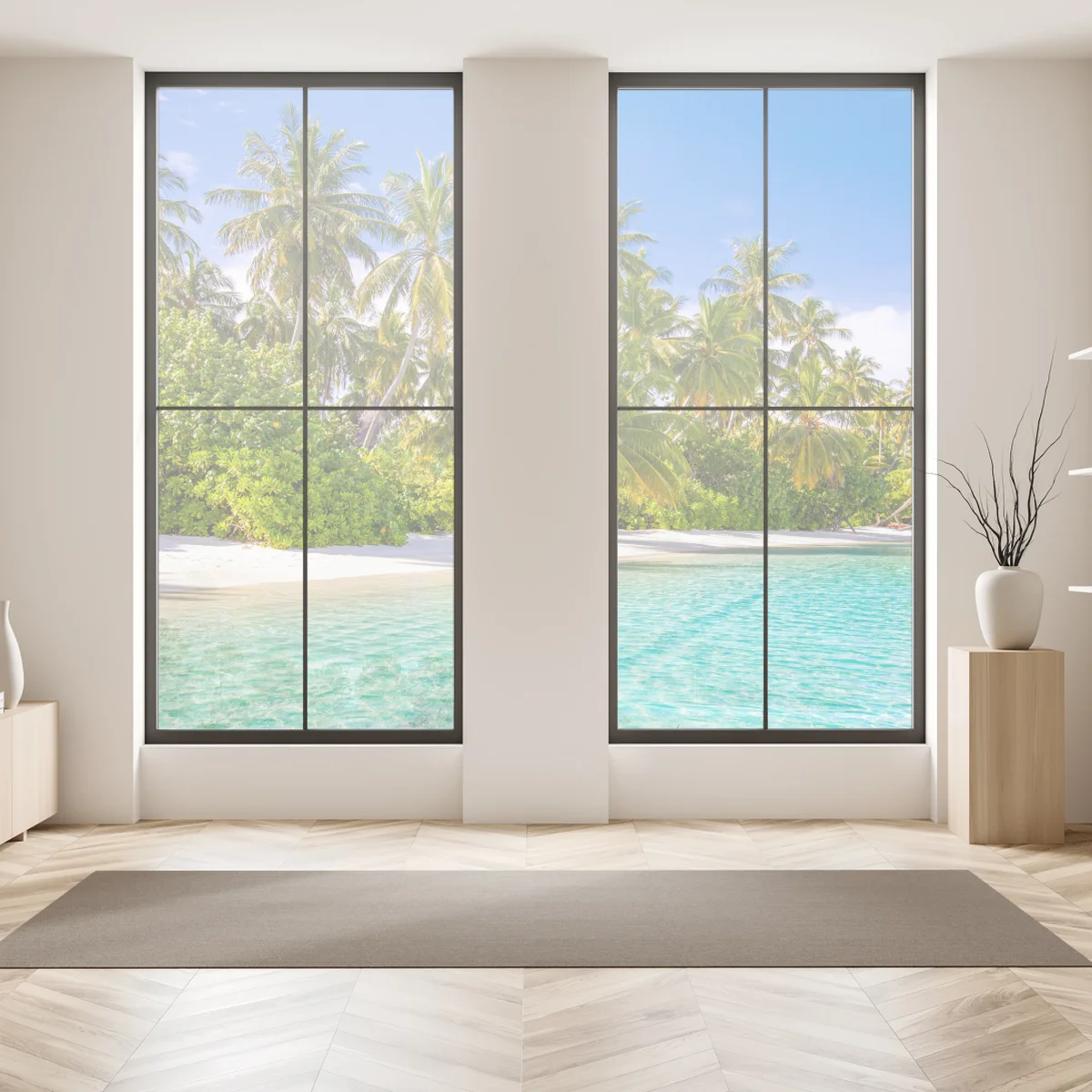 Fensteraufkleber tropischer palmenstrand Fensteraufkleber tropischer palmenstrand