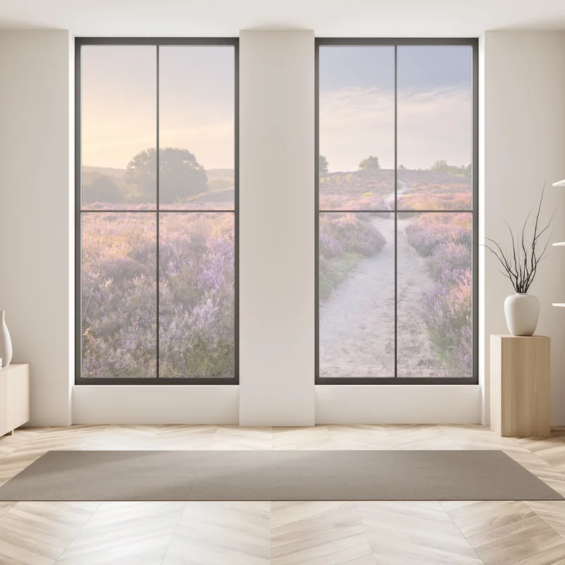 Fensteraufkleber Posbank bei sonnenaufgang über blühender heide Fensteraufkleber Posbank bei sonnenaufgang über blühender heide