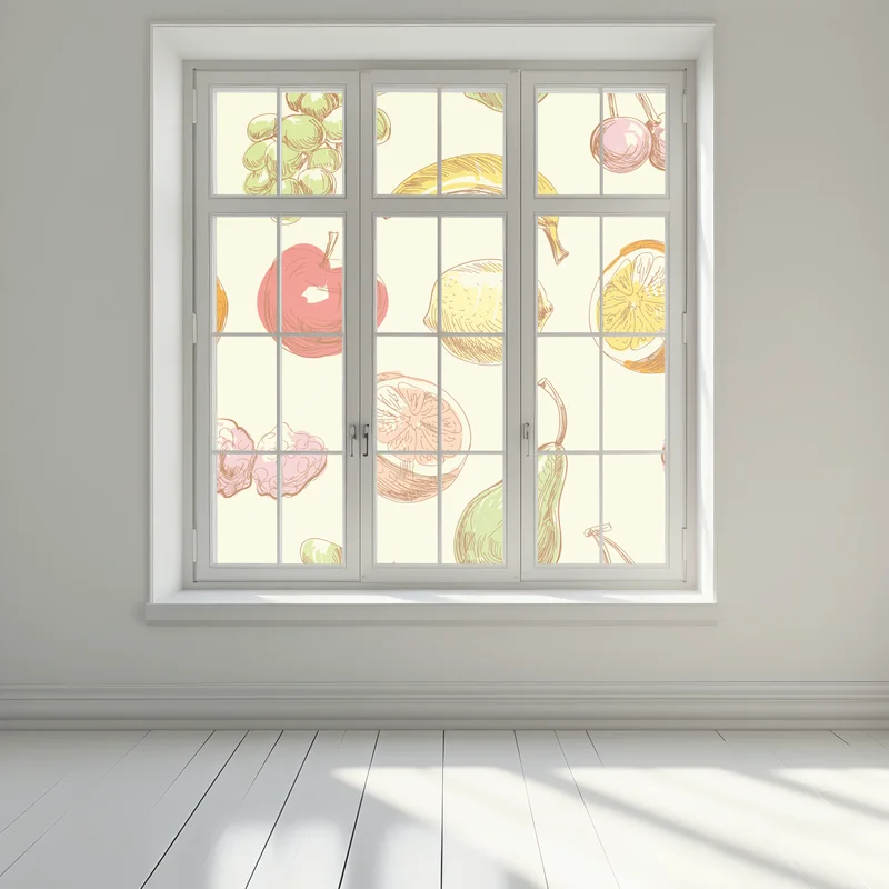 Fensteraufkleber handgezeichnetes pastell-früchtemuster
