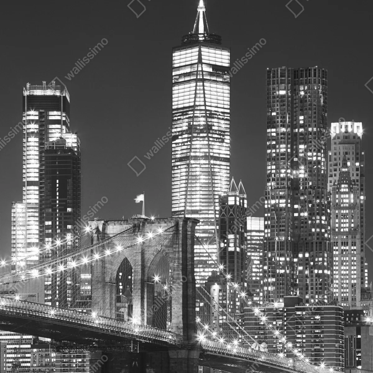 Schrankaufkleber Brooklyn Bridge und Manhattan skyline bei nacht Schrankaufkleber Brooklyn Bridge und Manhattan skyline bei nacht