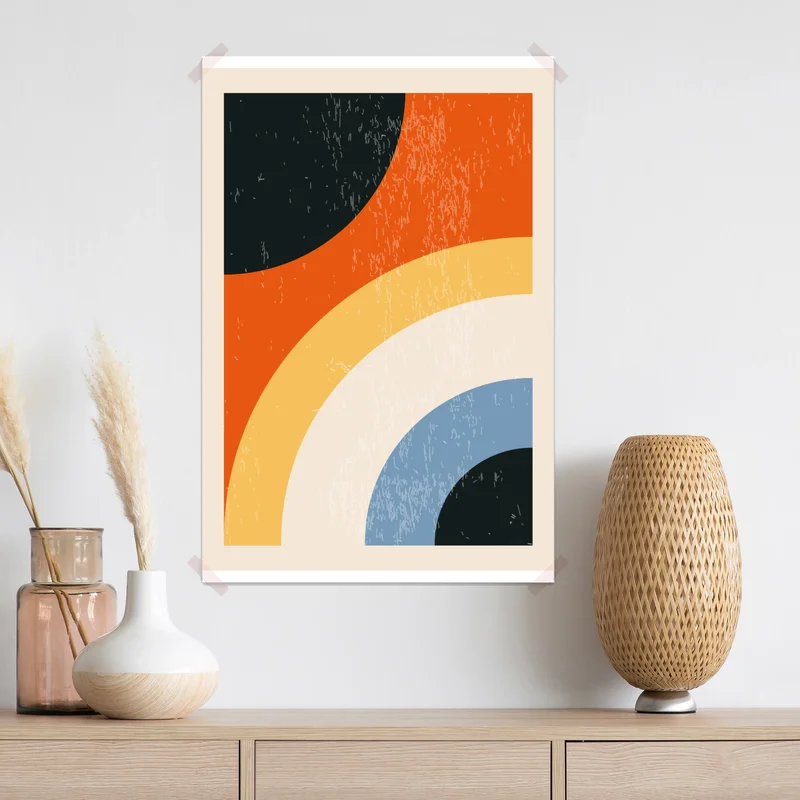 Poster retro geometrische bögen • Poster bei Wallnifity® Poster retro geometrische bögen • Poster bei Wallnifity®