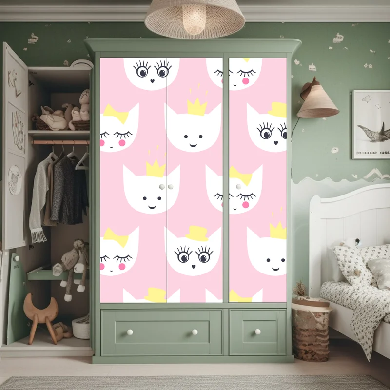 Schrankaufkleber rosa kätzchen prinzessinnenmuster Schrankaufkleber rosa kätzchen prinzessinnenmuster