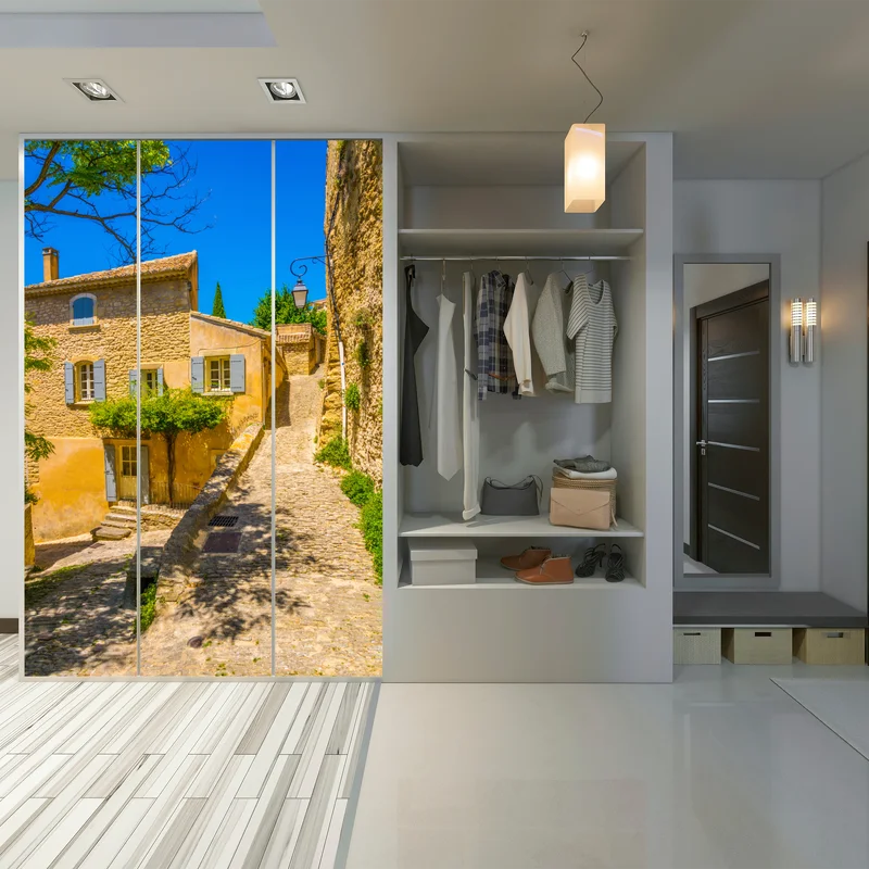 Schrankaufkleber sonnige kopfsteinpflastergasse