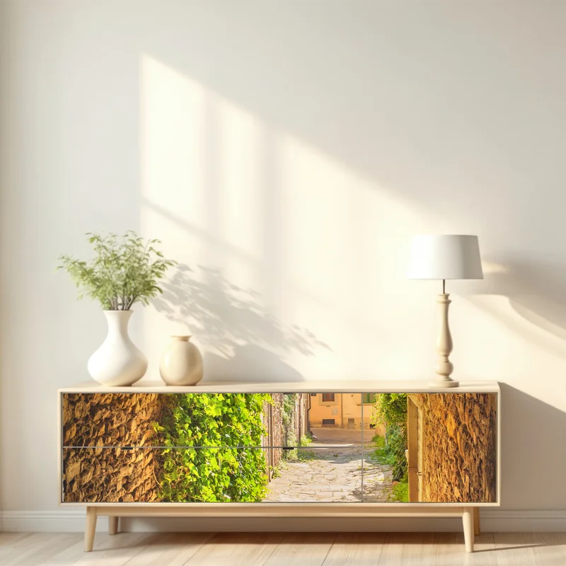 Repositionierbarer Aufkleber sonnige gasse in der Toskana