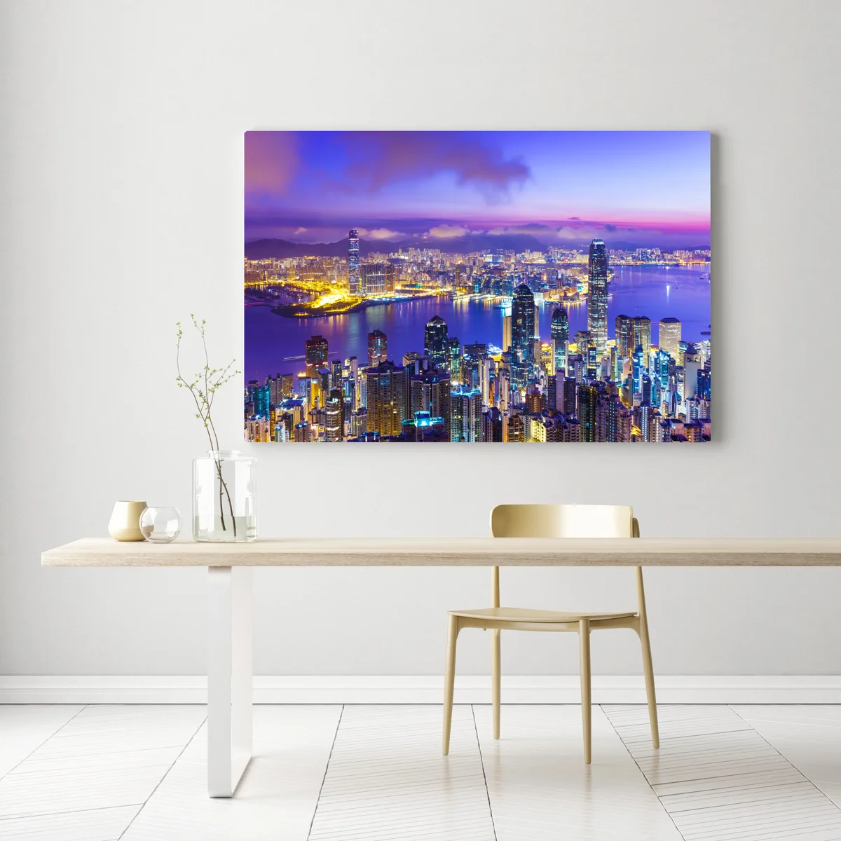 Leinwandbild Hong Kong skyline bei dämmerung Leinwandbild Hong Kong skyline bei dämmerung