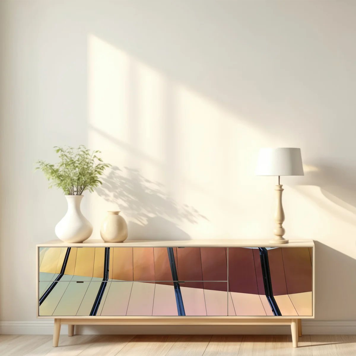 Repositionierbarer Aufkleber irisierende moderne fassade aus paneelen Repositionierbarer Aufkleber irisierende moderne fassade aus paneelen