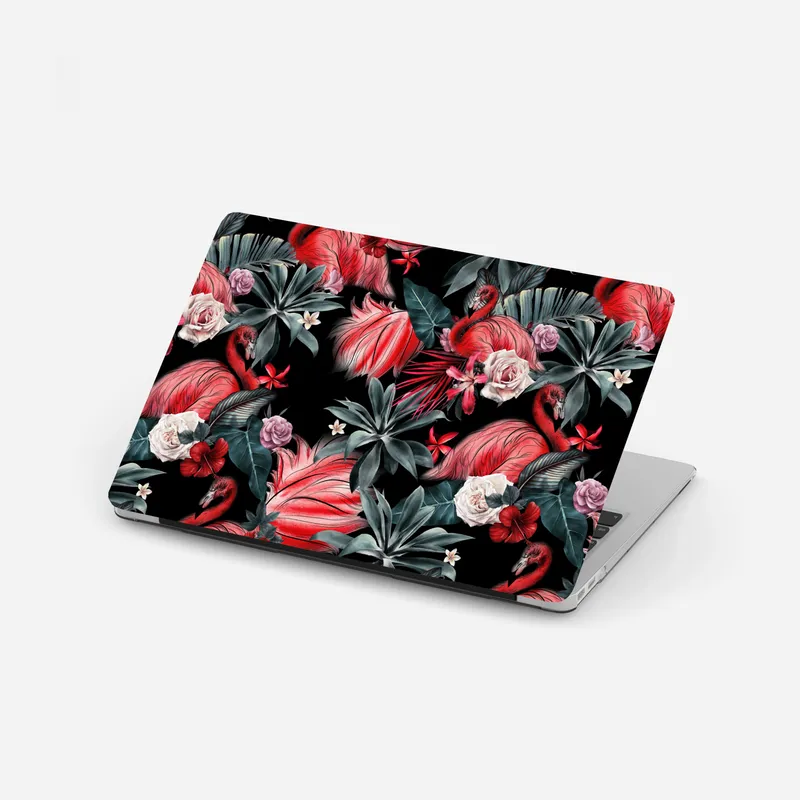 Laptop-Aufkleber rosa flamingo tropisches blumenmuster