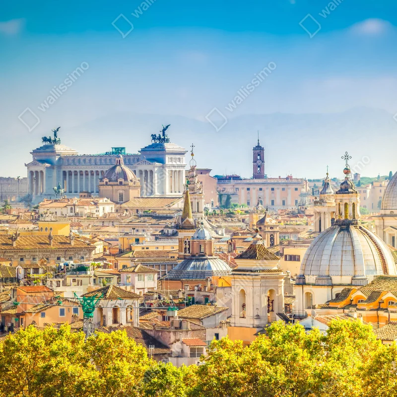 Tischaufkleber und Schreibtischaufkleber sonnige skyline von Rom mit kuppeln Tischaufkleber und Schreibtischaufkleber sonnige skyline von Rom mit kuppeln