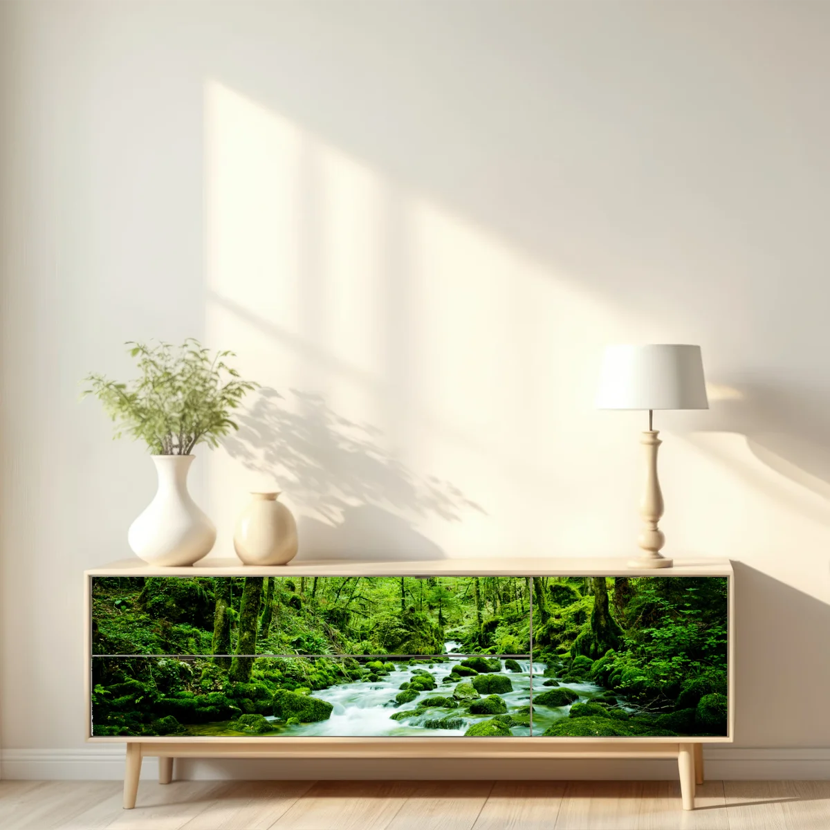 Repositionierbarer Aufkleber moosbedeckter waldbach Repositionierbarer Aufkleber moosbedeckter waldbach