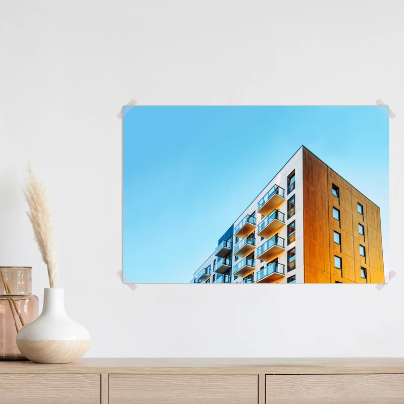 Poster modernes wohngebäude mit balkonen Poster modernes wohngebäude mit balkonen