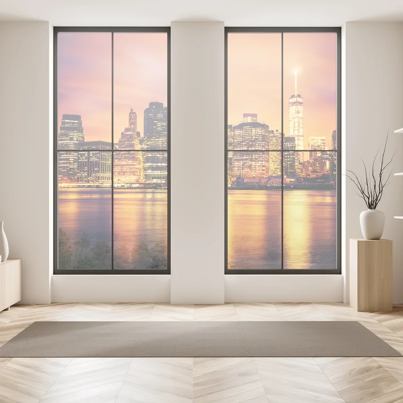 Fensteraufkleber New York skyline bei sonnenuntergang